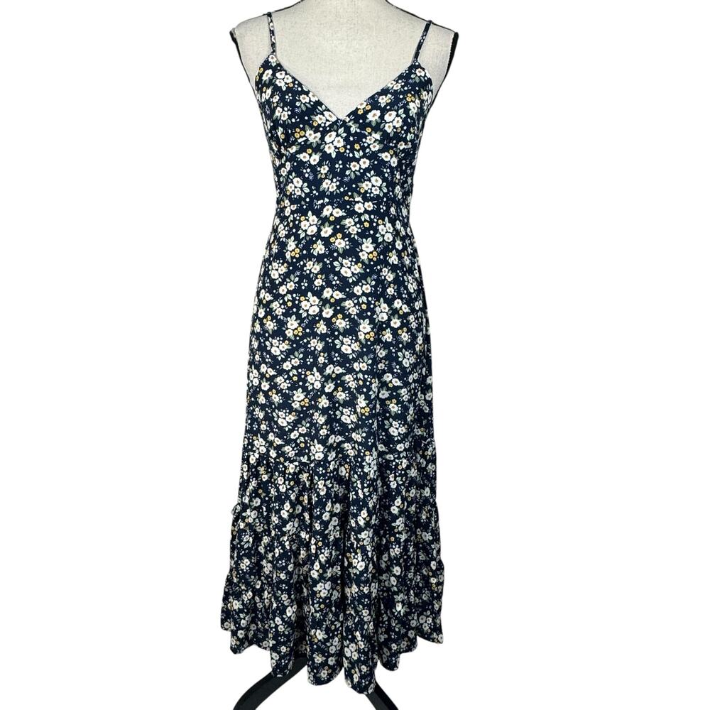 Altar’d State Large Midi Dress Floral V-Neck Tie Back Tiered Adjustable Straps